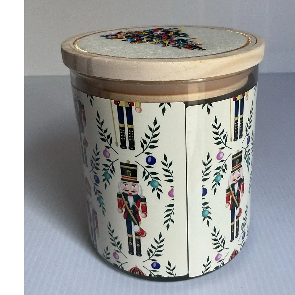 Kirkland’s Home Cookie Candle Warm Sugar 15 oz Nutcracker Jar w/ Embroidered Lid